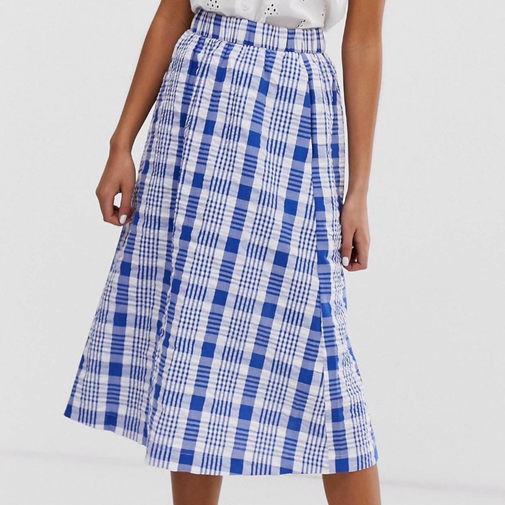 🏡Cottagecor gingham Plaid midi Skirt